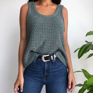 Open Knit Olive Tank Top